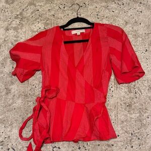 LOFT Vibrant Red Striped Blouse